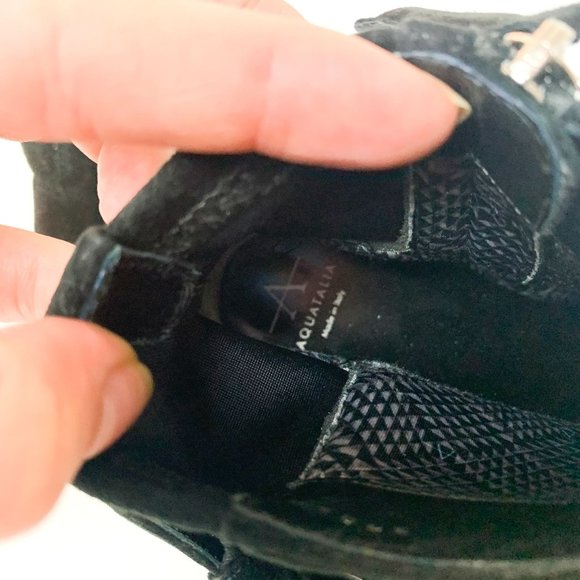 Aquatalia Phiona black suede buckle pointy boot 7.5 - Picture 8 of 10